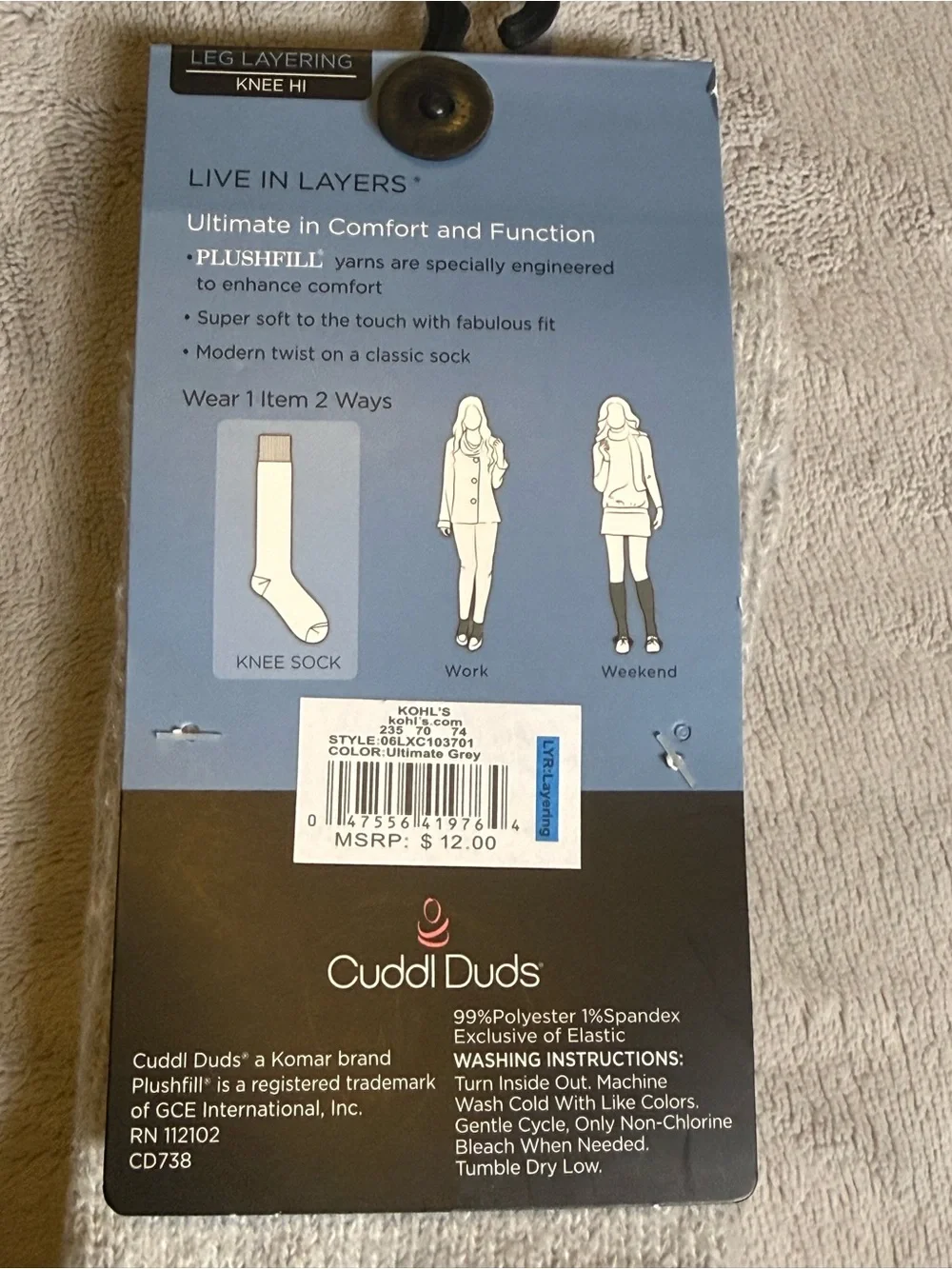 Cuddl Duds Women Knee-High Leg Socks - Heather Gray